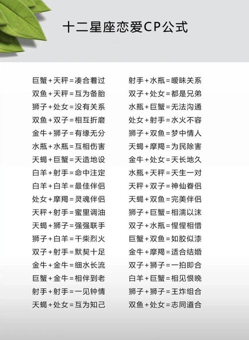 十二星座配对查询表?星座配对契合度查询?-第3张图片-达达星座 十二星座配对查询表?星座配对契合度查询?-第3张图片-达达星座